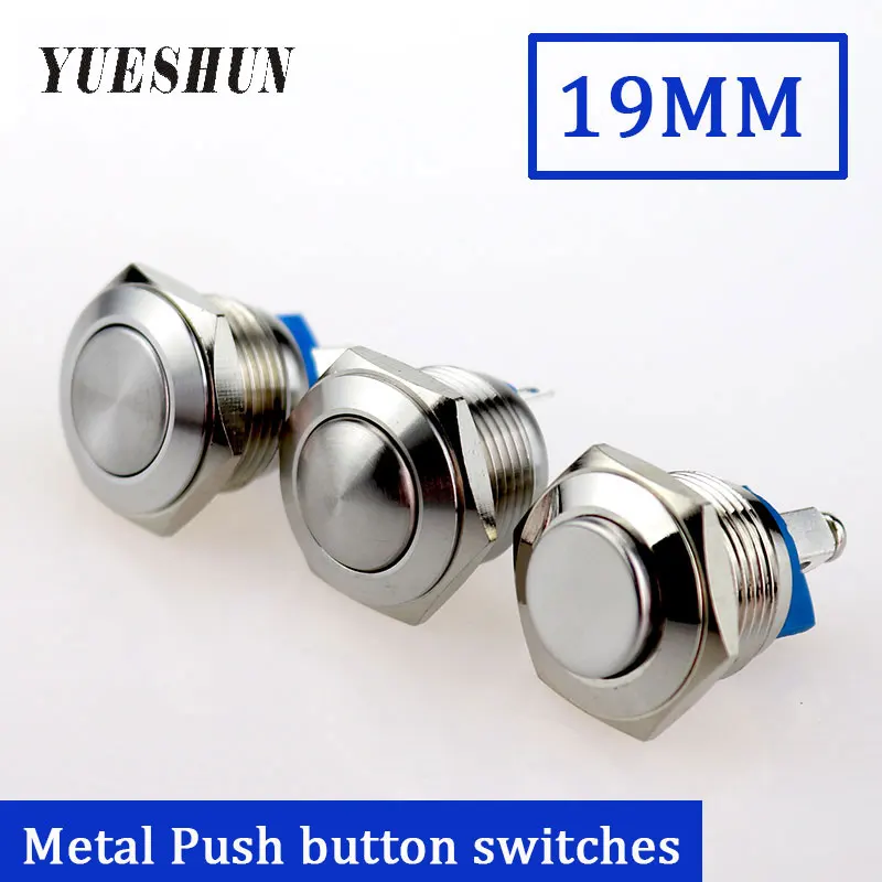

19mm Start Horn Momentary Push Button Stainless Steel Nickel Plated Brass Metal Car Modification Doorbell Power Button Switch