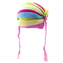 5 шт. милый ребенок шляпа детская зимняя Шапки для девочек и мальчиков детские хлопковые толстые теплые вязаные уши шапочка многоцветный крючком Кепки
