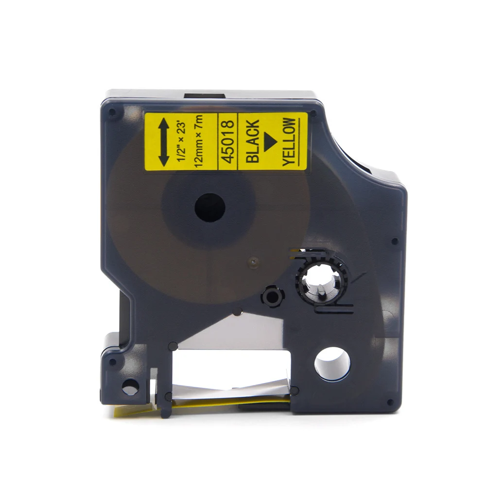 Absoonic 2 шт. 12 мм лента для маркировки DYMO D1 45018 черный на желтый совместимый Dymo LabelManager