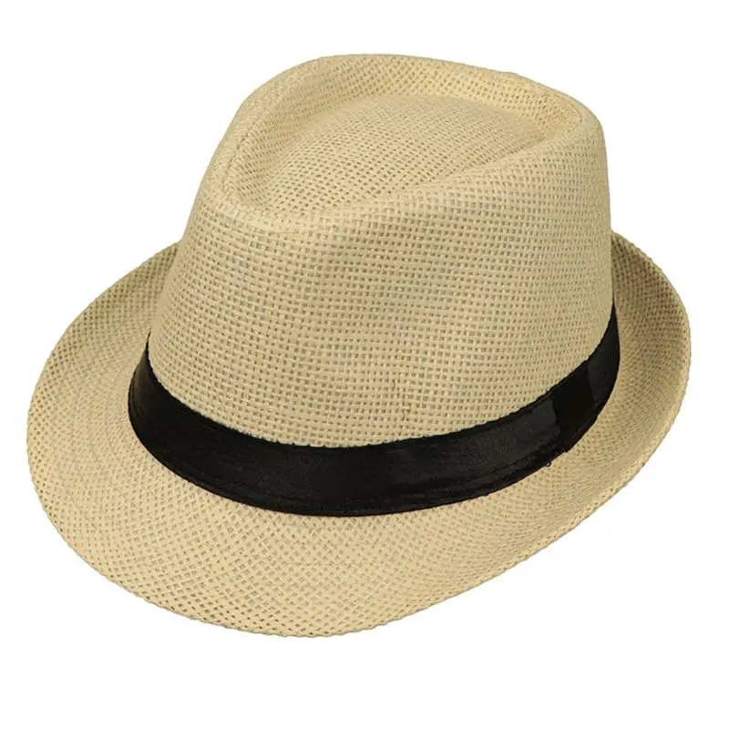 Детская летняя пляжная соломенная шляпа, джаз, Панама, шляпа Федора, Гангстерская Кепка, уличные дышащие шляпы для девочек и мальчиков, Солнцезащитная шляпа - Цвет: D
