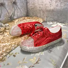 Новинка года; модная повседневная обувь; дорогие женские кроссовки со стразами; обувь на плоской подошве со шнуровкой; zapatillas mujer; женская обувь на плоской подошве