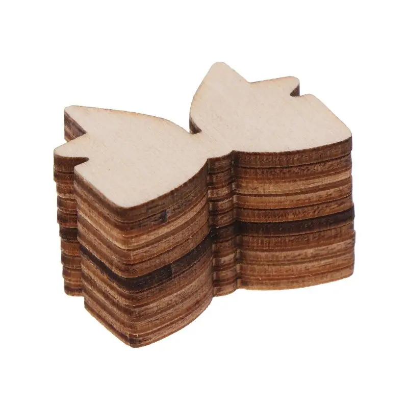 

10pcs Bow Shape Laser Cutting DIY Wooden Plaque Scrapbooking Handicraft Decor Confetti Slices Rustic Embellishments Ornament