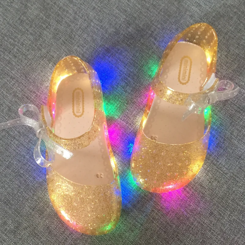 Melissa/Новинка Светодиодный светильник мигающий бант красивые тапочки с круглым
