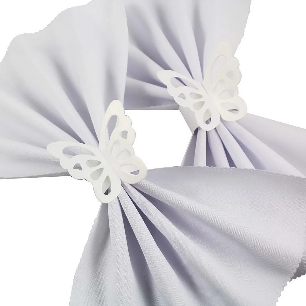 Pearlescent 50 Pcs/Set Lovely Butterfly Paper Napkin Rings Supplies For Wedding Party Decoration FPing