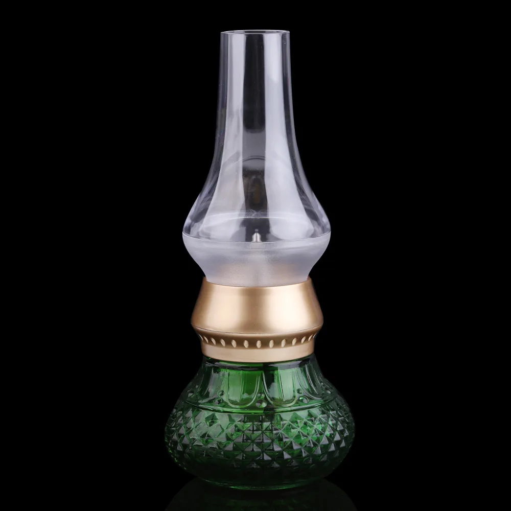 LED Blowing Nostalgia Retro Style LED Candle Light Kerosene Lamp Green