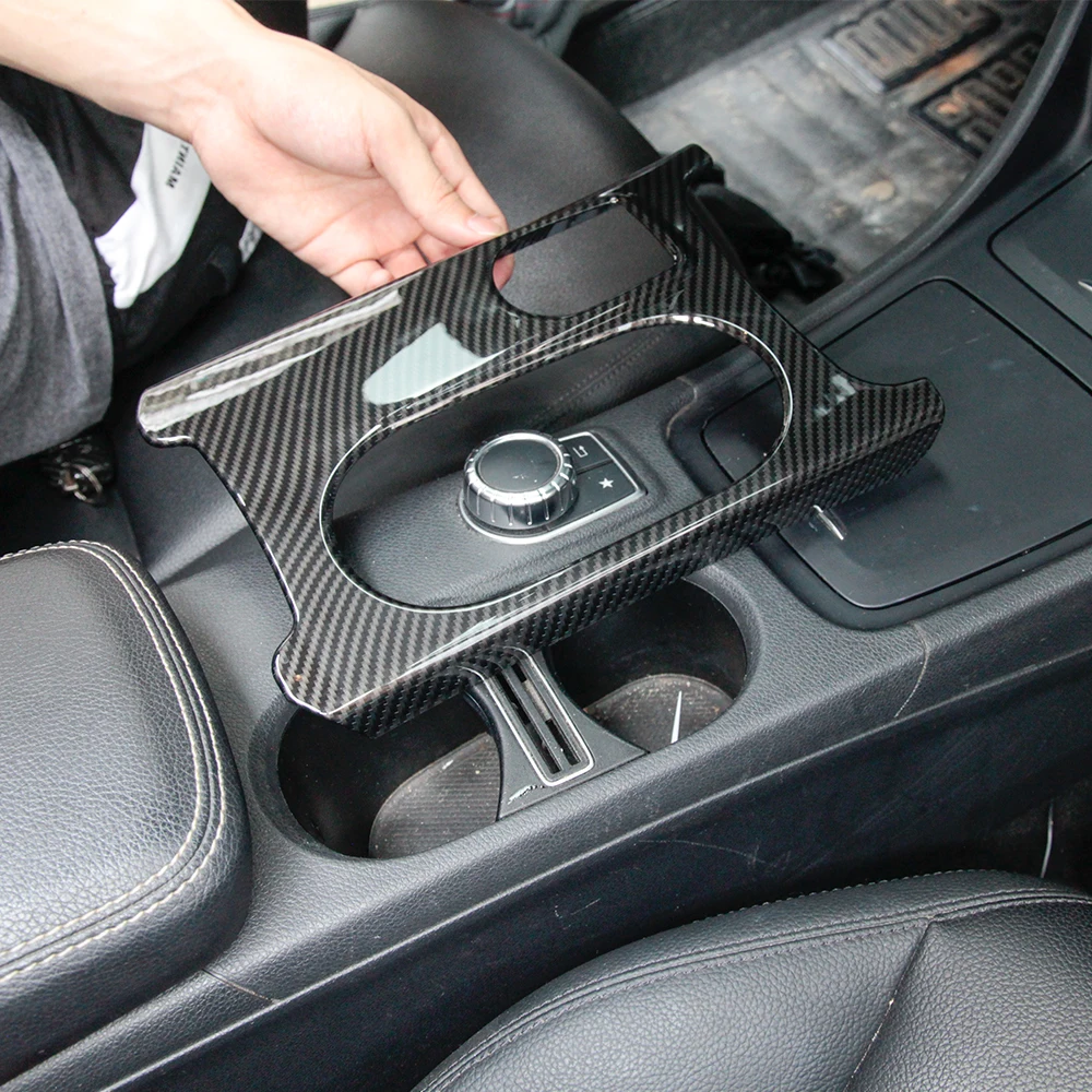 Углеродное волокно Стиль подстаканник накладка украшения для Mercedes Benz A/GLA CLA класс C117 W117 2012- AMG автомобильные аксессуары