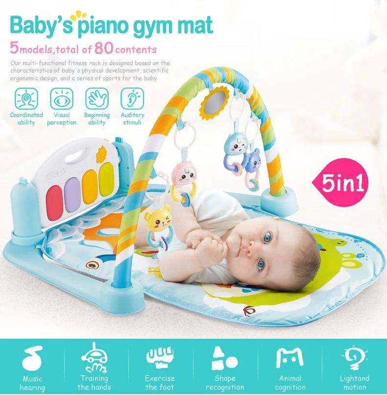 Navigatee Gimnasio para bebés Juego para bebés Gym bebé patear y Jugar Piano Gym Lay and Play Mat Actividad Musical Gym 