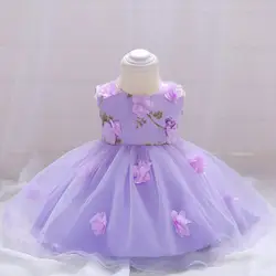 Свадебное платье с цветочным узором для девочек, нарядное торжественное платье принцессы, красивое платье для маленьких девочек на день