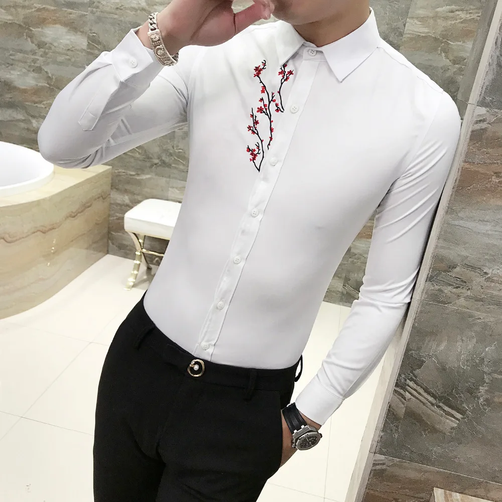 High Quality Men Shirt Long Sleeve Streetwear Shirt Dress Fashion
