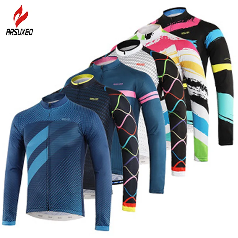 

ARSUXEO Sports Cycling Jersey Spring Summer Bicycle Cycling Clothing/Pro Team Long Sleeve MTB Clothes Shirt Bike Jersey Ciclismo
