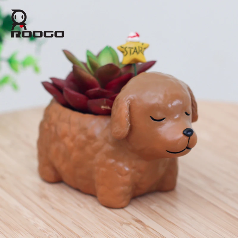 Buy ROOGO Decorative Teddy Dog Shape Resin Flower Pots