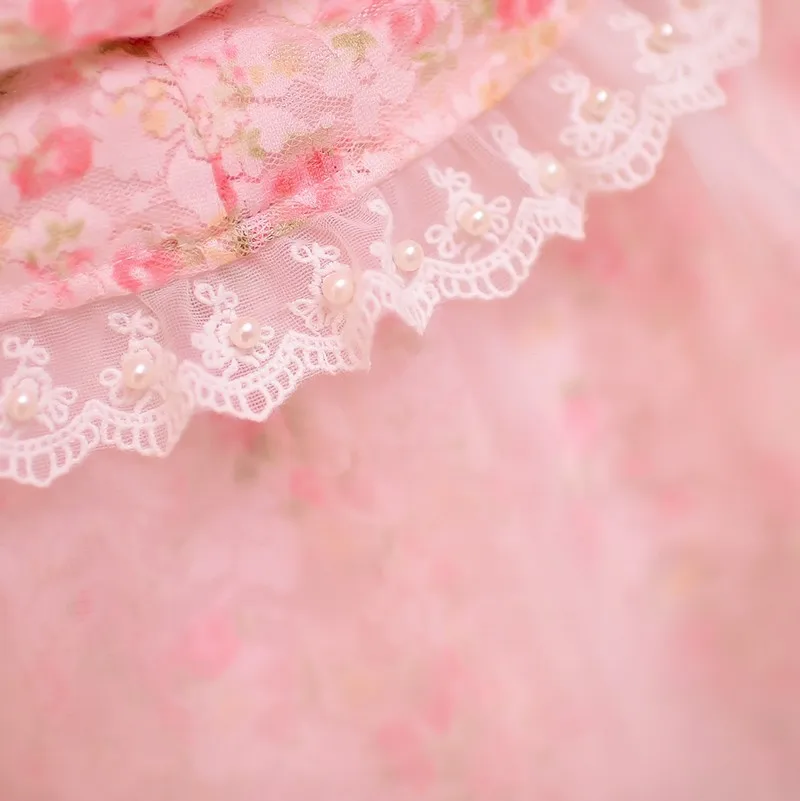 Принцесса сладкий Лолита юбка конфеты дождь в японском стиле милое летнее лоскутное кружевное бальное платье короткая юбка c15ab5686