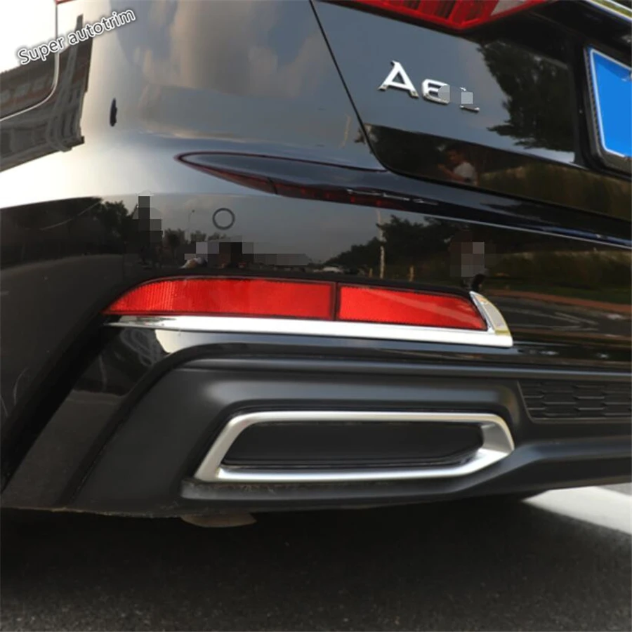 

Lapetus Rear Tail Fog Lights Lamp Decoration Strip Cover Trim ABS Accessories Exterior Fit For Audi A6 C8 Sedan 2019 Chrome Look