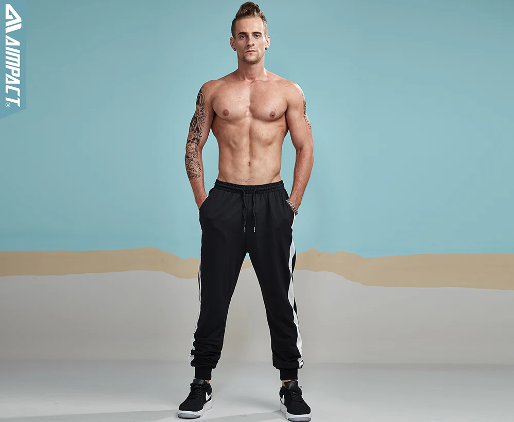 Aimpact 2018 New Sweat Pants Men Contrast Patchwork Cotton Sweatpants Man Casual Joggers Fitted Active Track Pants Male AM5009 (12)