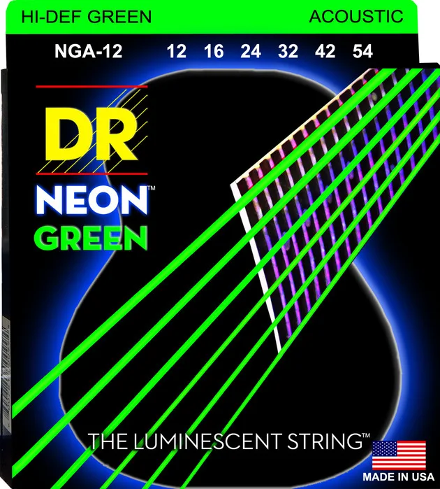 DR K3 Hi-def неоновые зеленые люминесцентные струны акустической гитары, изготовленный на заказ светильник 11-50 или светильник 12-54 - Цвет: Light 12 to 54
