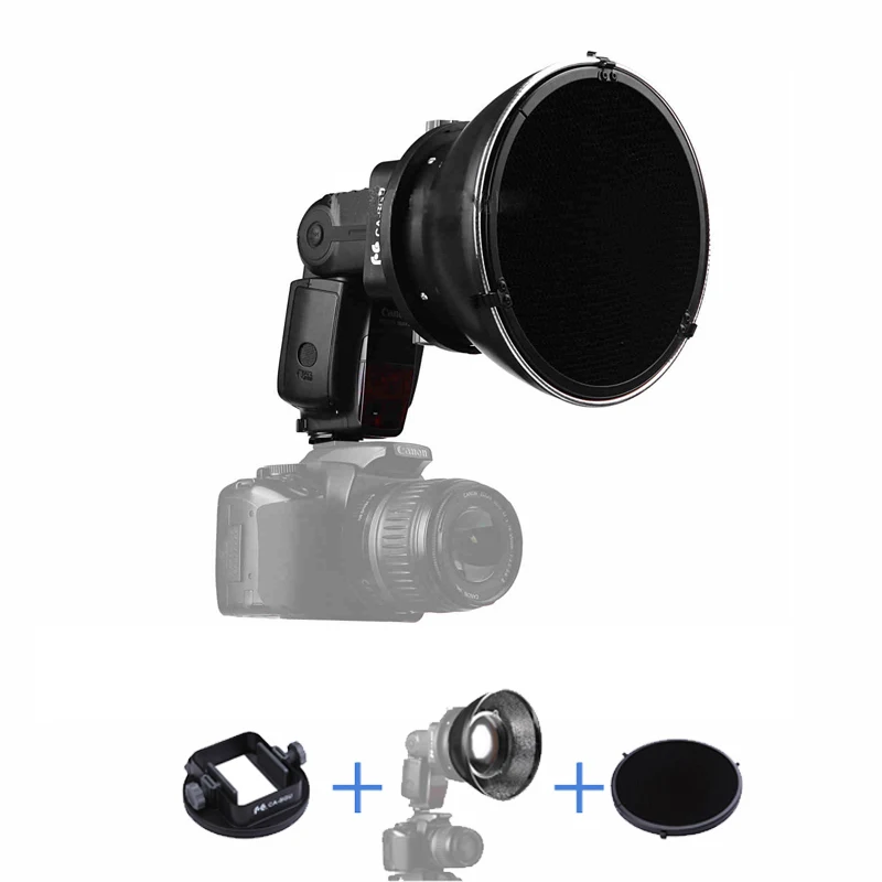 Standard Flash Reflector + Grid + Universal Flash Adapter Mount CA SGU for Canon Nikon