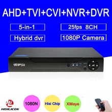 Xmeye APP Hi3521A 1080P 2mp CCTV Camera 1080N 25Fps 8 Channel 8CH Hybrid 5 in 1 WIFI Onvif NVR TVI CVI AHD DVR Free Shipping