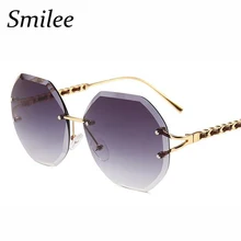 Зеленые солнцезащитные очки без оправы, модные женские, восьмиугольные, розовые, желтые очки, оранжевый оттенок, металлические ножки, роскошные брендовые Круглые Солнцезащитные очки для мужчин