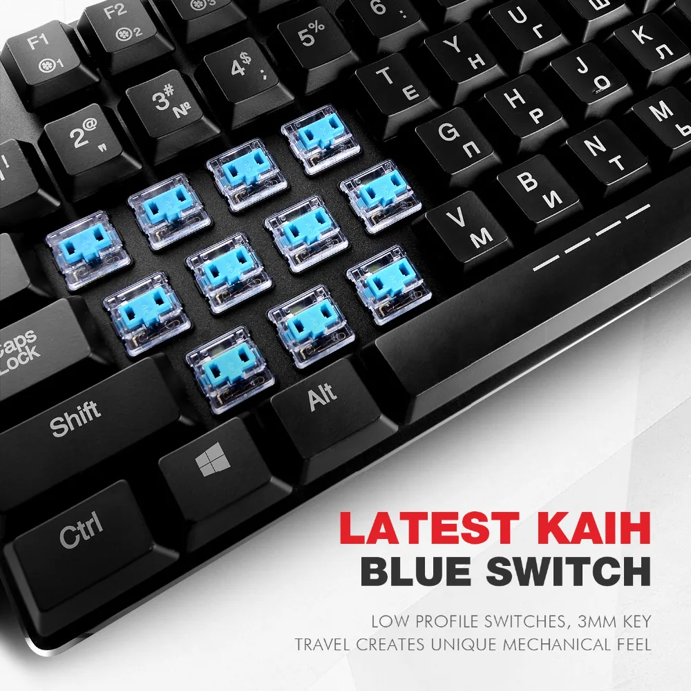 HAVIT Mechanical Keyboard 87 Keys Ultra Low Axis Extra-Thin Mini Gaming Keyboard Blue Switche for P