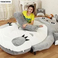 Большая односпальная и двухспальная кровать Totoro, гигантская кровать Totoro, матрац, подушка, плюшевый матрац, Подушка Татами, Beanbag matelas