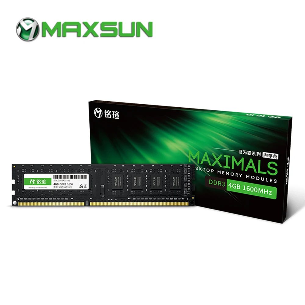 MAXSUN ram ddr3 4 Гб 1600 11-11-11-28 напряжение памяти 1.5В Тип интерфейса 240pin пожизненная гарантия Одиночная память оперативная память ddr 3 настольный компьютер