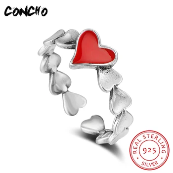 

2018 New Rushed Bands None Party Anel Feminino Concho Jewelry 925 Sterling Silver Heart Rings For Women