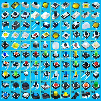 

100valuesx2pcs=200pcs Micro Tact Switch Kit Tactile Push Button Switch 2*4 3*4 4.5*4.5 6*6 12*12mm for MP3 MP4 MP5 DVD Oven Toys