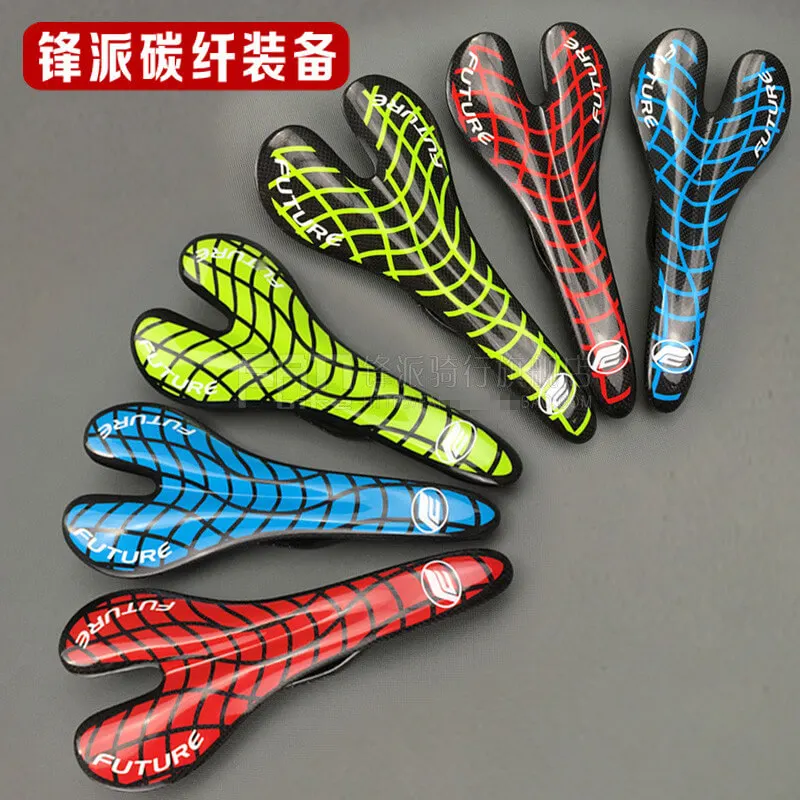 

TOSEEK Full Carbon Fibre Bike Saddle MTB Mountain Road Bike Colorful Breathable Front Seat Pad 265*127mm Racing Bicycle Saddle