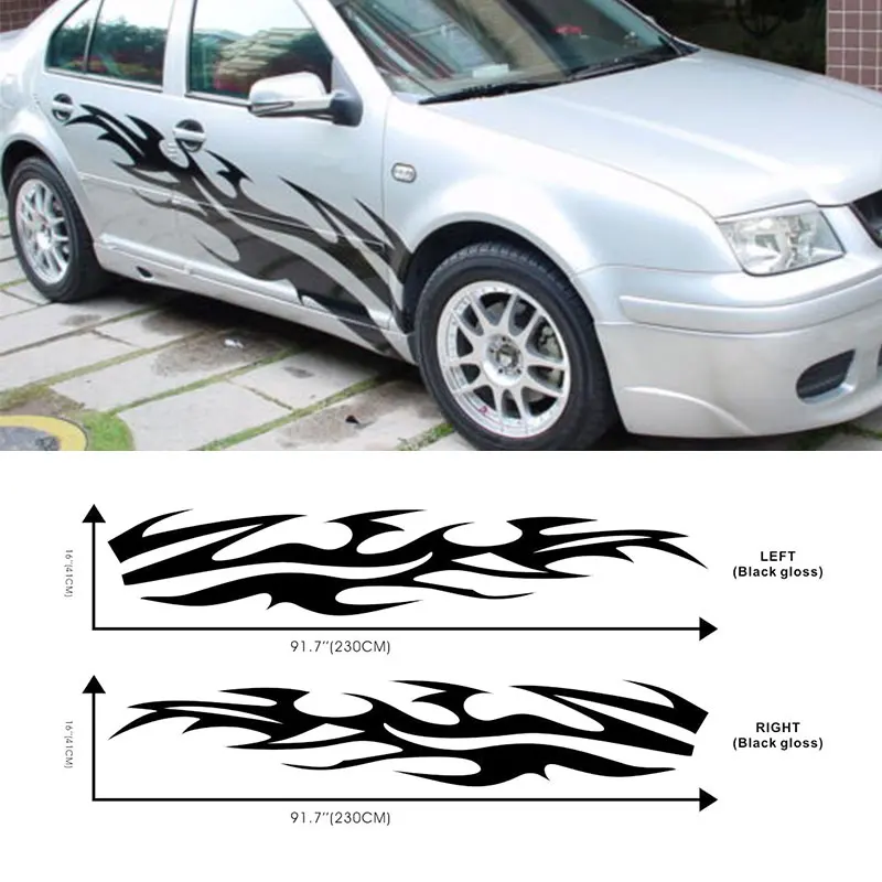 Car Racing Flames Sports Door Decals for BORA Vinyl Auto ...