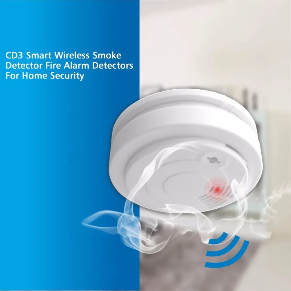 

Mini Portable CD3 Smart Wireless Smoke Detector Fire Alarm Linked With Alarm System Detectors For Home Security