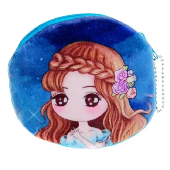 

Plush cartoon characters printing women's mini coin purse shorts wallet ladies small organizer pouch for kindergarten baby girls