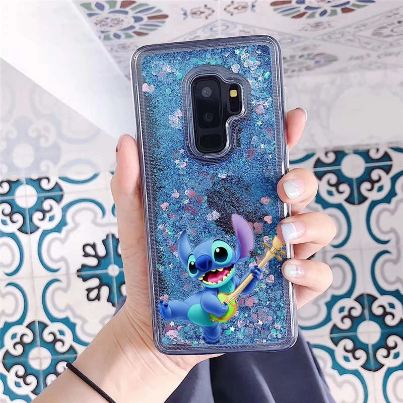 Мягкий силиконовый чехол с жидкой водой для huawei P30 Pro P20 Lite P10 Plus P9 P8 P Smart mate 20 Lite 10 Pro 9 мультяшный чехол - Цвет: Stitch Blue