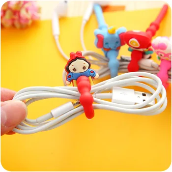 

50PCS/lot Princess/Cat/ Bear Model Cartoon Animal Long Cable Winder Headphone Earphone Organizer Wire Holder for USB Data Line