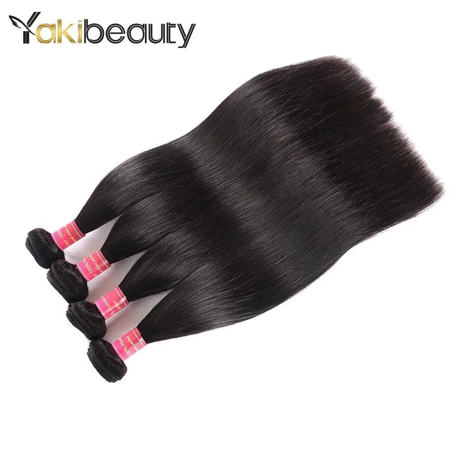 Yakibeauty 4 Bundles Raw Indian Hair Straight hair Bundles Deal Human Hair Extensions Remy Hair Bundles Double Weft No shedding (56)