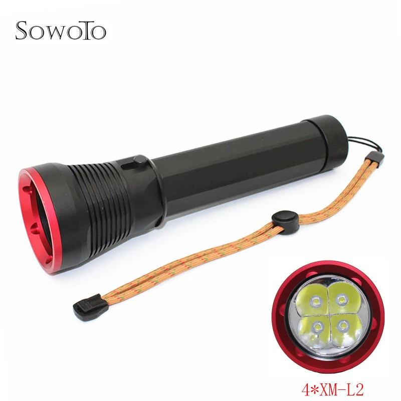 4*XM L2 12000Lm Stepless Dimming Powerful Tactical Waterproof Dive