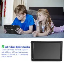 12 дюймов цифрового телевидения ATSC Портативный ТВ 1080 P HD HDMI видео плеер для дома автомобиля штепсельная вилка стандарта США