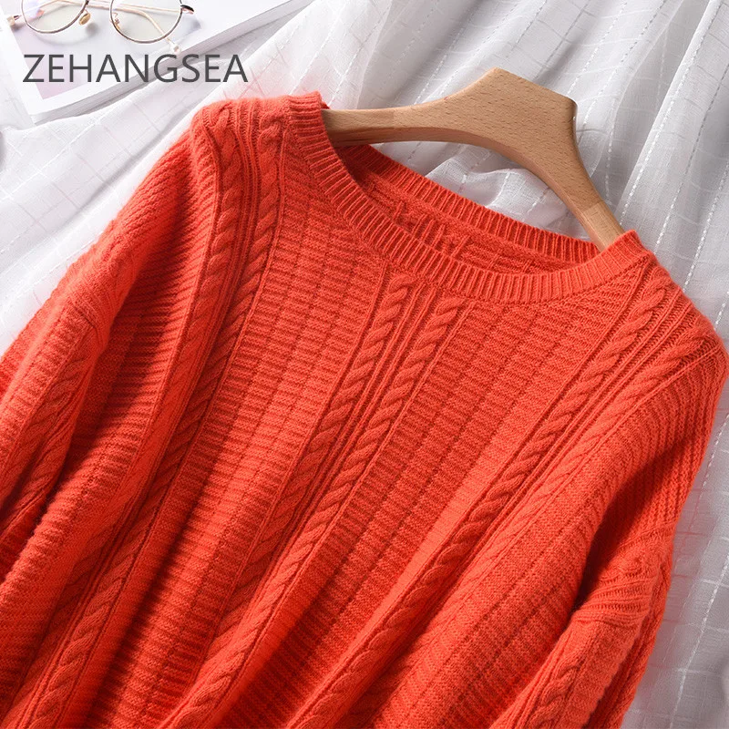 women's casual round neck loose sleeve sweater female solid color sweater retro plaid simple fashion cashmere s women's casual round neck loose sleeve sweater female solid color sweater retro plaid simple fashion cashmere s