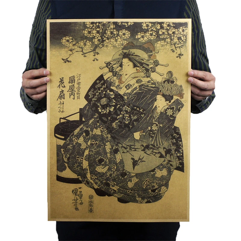 1 шт. Бар Кафе декоративная живопись Ретро японский Ukiyoe Гейша Винтаж Плакат из крафт-бумаги