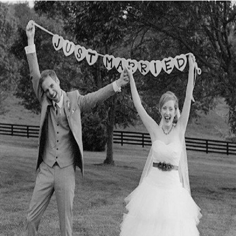 Bride and Groom Photo Props Just Married Wedding Decorations Unique Photo Booth Signs