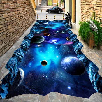 

3D Wallpaper Modern Star Universe Flooring Mural Mall Outdoors Kid's Room 3D Floor Tiles PVC Self Adhesive Waterproof Wallpaper