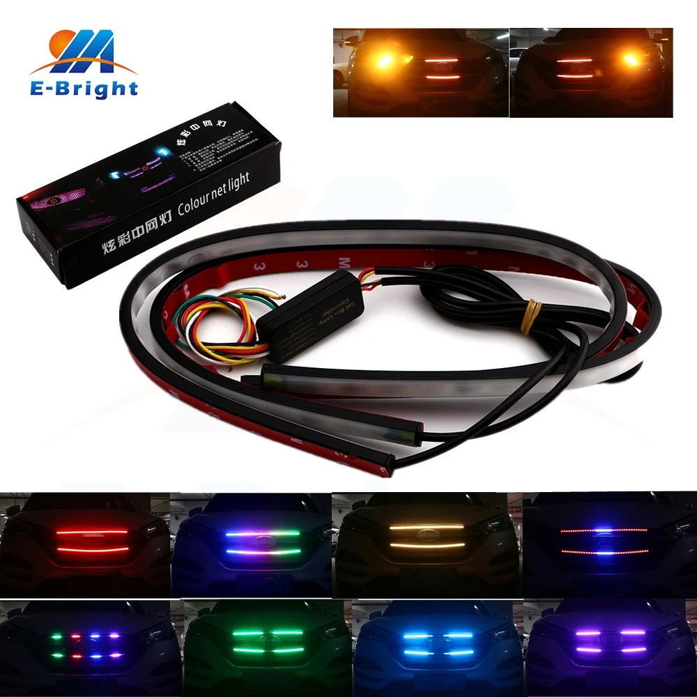

2Sets(4pcs) 12V RGB 60cm 5050 36 SMD Dynamic Streamer Auto Front Day Light Lamp Strip Color Net Light
