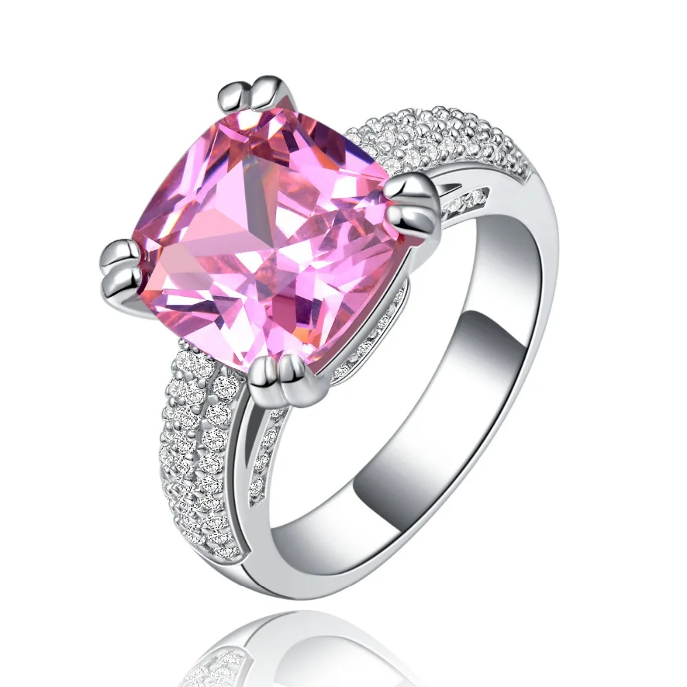 Big Stone Cocktail Ring Womens Pink Rings for Party Trendy Luxury