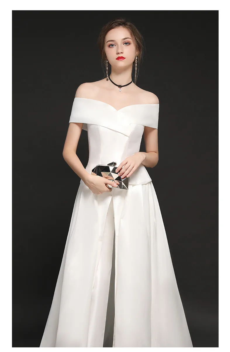 Robe De Mariee свадебные комбинезоны 2019 лодка средства ухода за кожей Шеи новый очаровательный Атлас свадебное платье с открытыми плечами Vestidos de