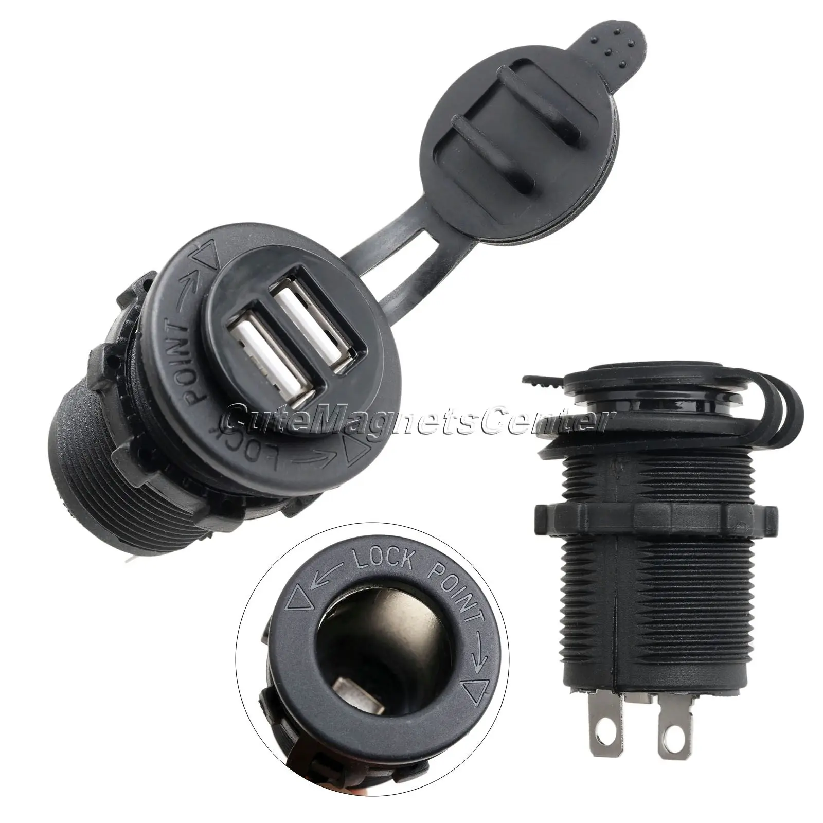

Car Chargers Univesal DC 12V Auto Motorcycle Dual USB Charger Power Adapter Outlet Mobile Phone Supply Charger Port Socket 12V