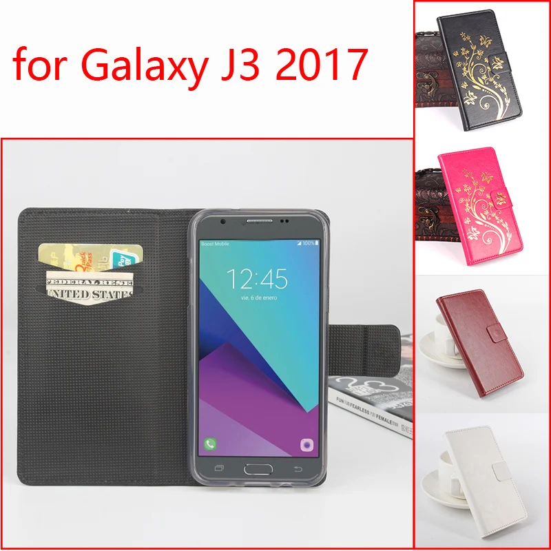 

For Samsung Galaxy J3 2017 Leather Case Wallet Style Flip Cover Case for Samsung Galaxy J3 Emerge 5.0 inch Magnetic Phone Case
