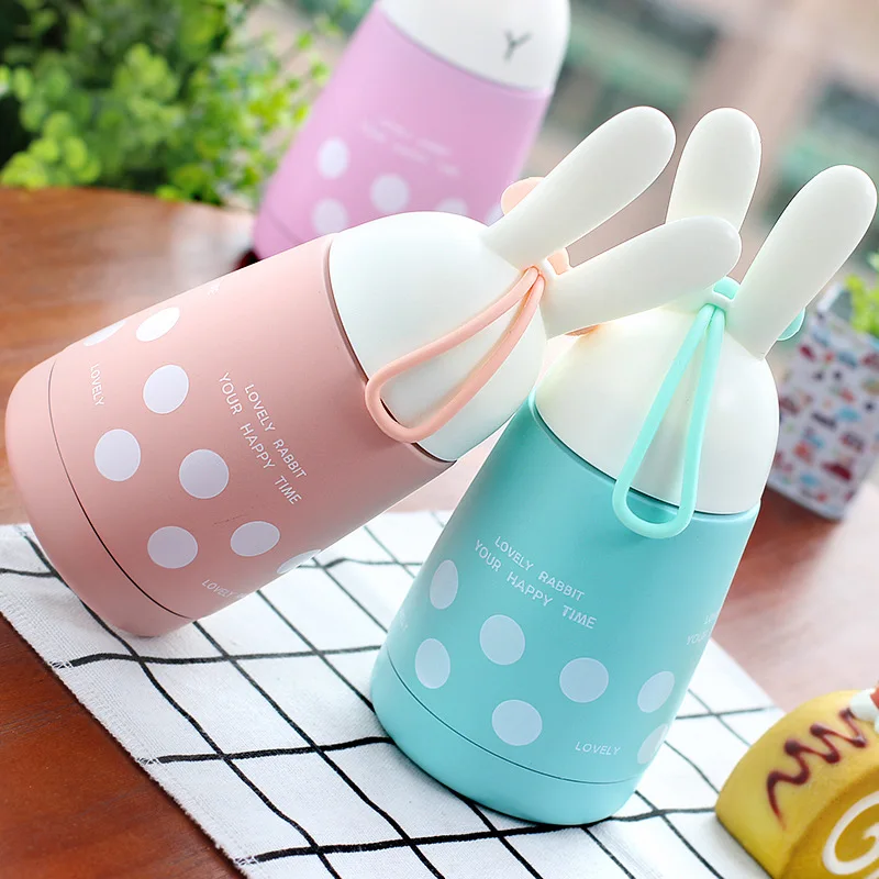 Insulated bpa free creative portable CHILDEN Cartoon Rabbit vacuum cup sport my water 300ml BABY thermos flask bottle