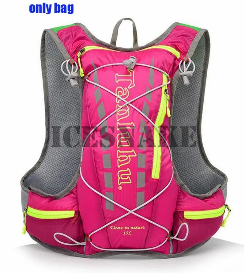 TANLUHU 15L рюкзак для бега Trail Racing гидратационный жилет для походов на открытом воздухе Рюкзак для бега спортивная сумка - Цвет: Only bag rose red