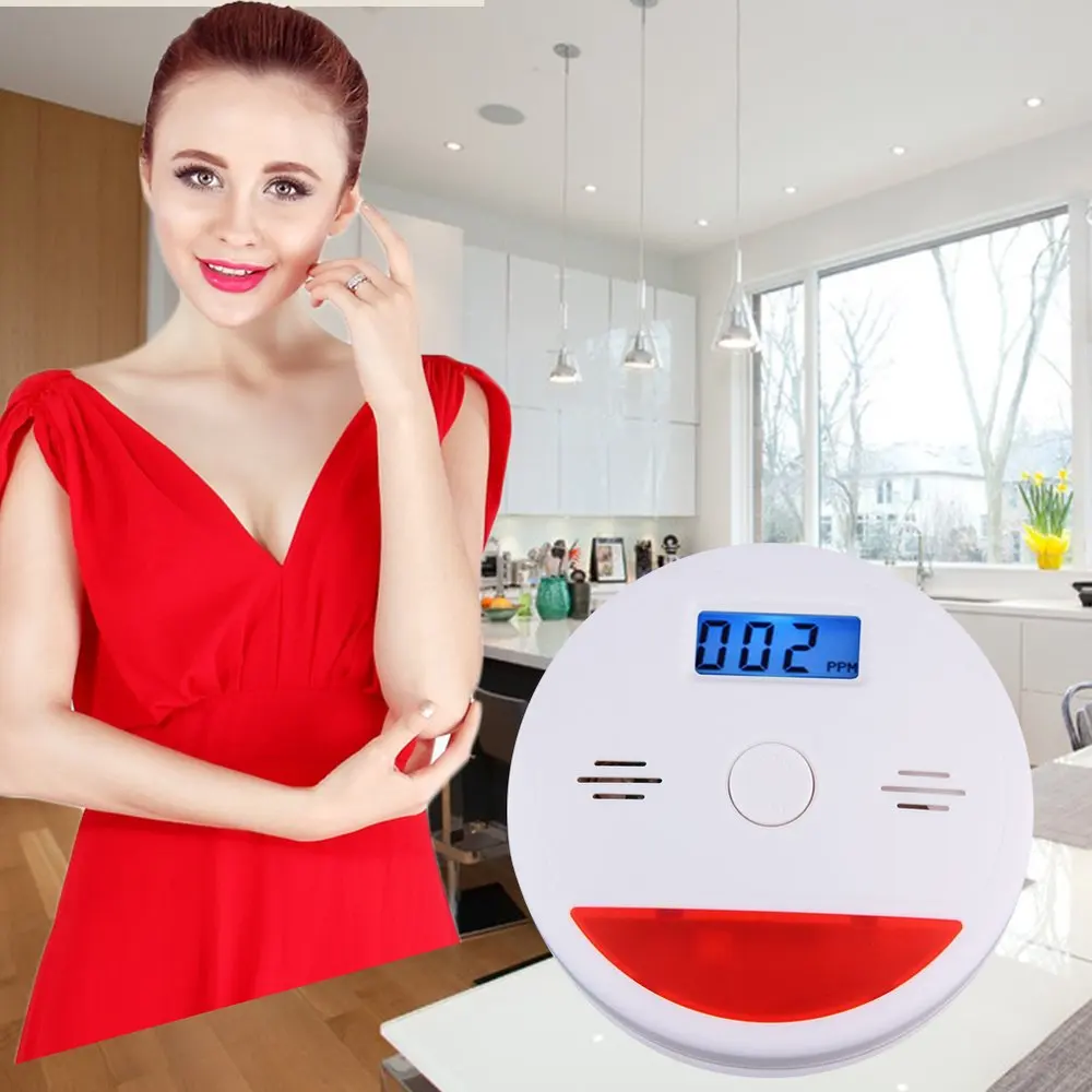 

Carbon Monoxide Detector Sensor LCD Gas CO Alarm Tester Warn Battery Operate Loud 85db and Flash Alarm Lndicator Safety
