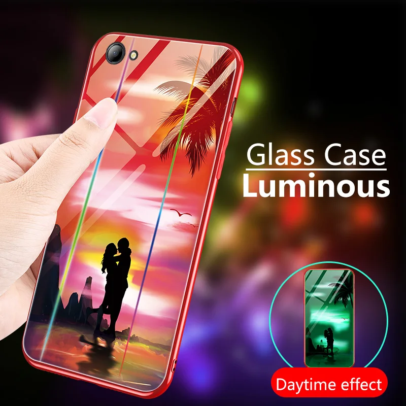 

Luminous Phone Case For apple iphone 6 S 7 8 Plus Cases Night Shine Aurora Gradient Luxury Cover for X XR XS Fundas Capa Coque