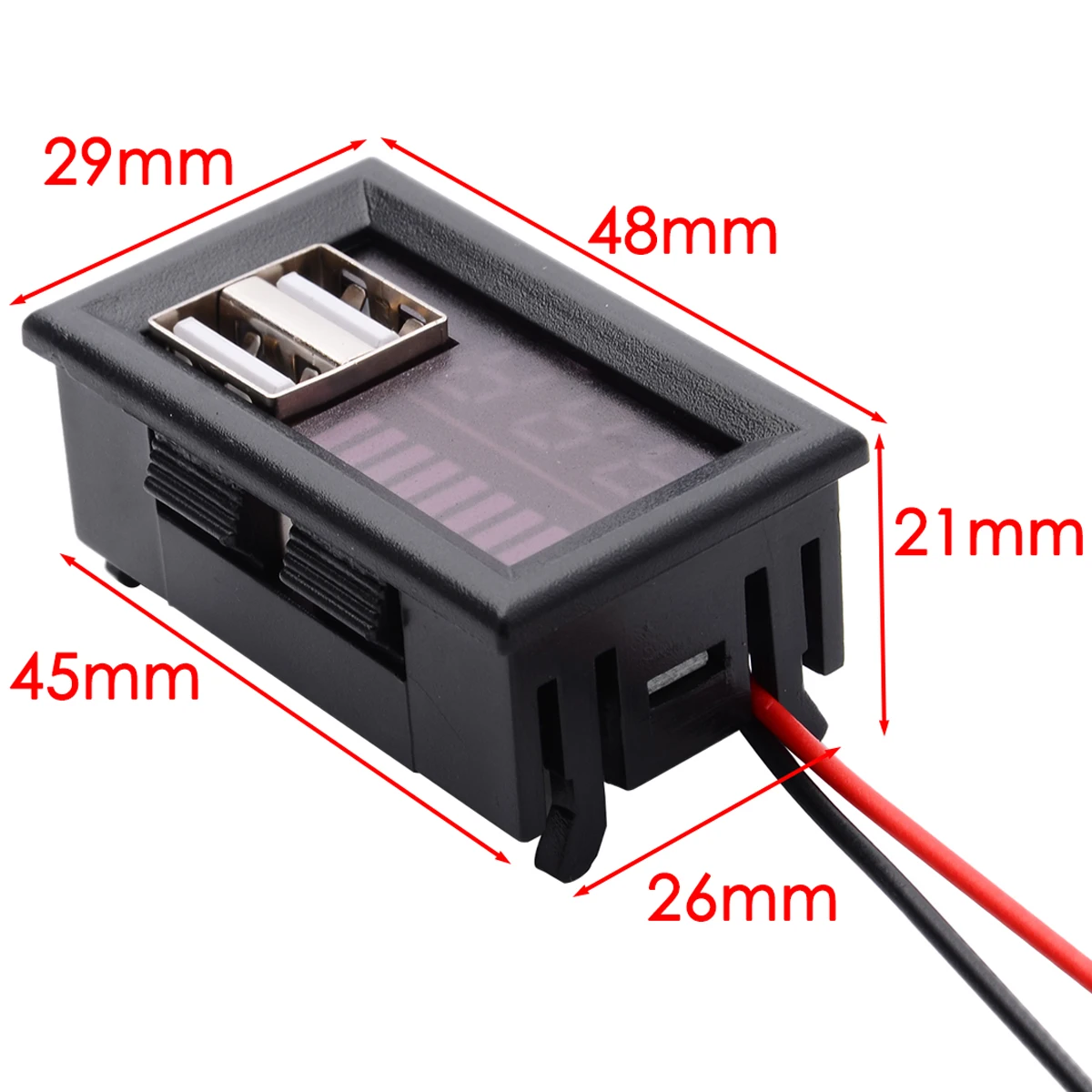 LED 12V Lead Acid Battery Capacity Indicator Voltage Meter Power Voltage Display Meter Dual USB Charger For Outdoor Power